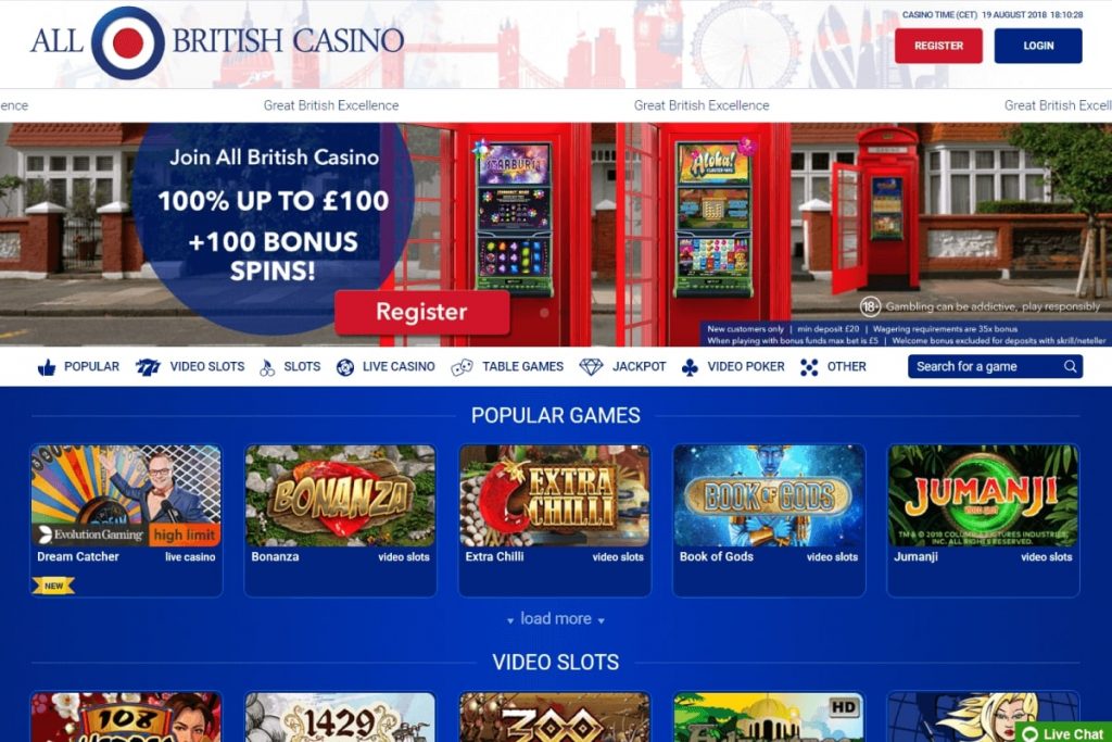 Todo o site oficial britânico de casinos