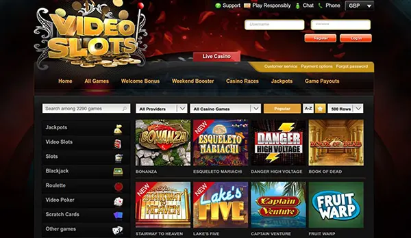 VideoSlots Casino Spiele